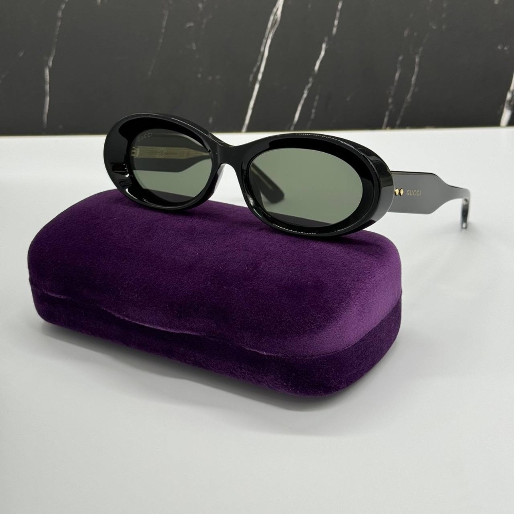 NEW GG1527S 001 GUCCI BLACK GREY OVAL WOMEN GUCCI SUNGLASSES - Picture 3 of 12